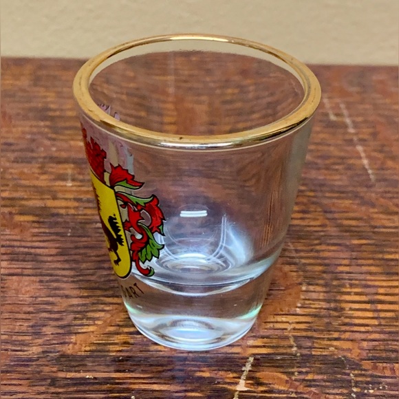 Vintage Gold Rimmed Stuttgart Germany Horse Crest Logo Shot Glass - Picture 15 of 16